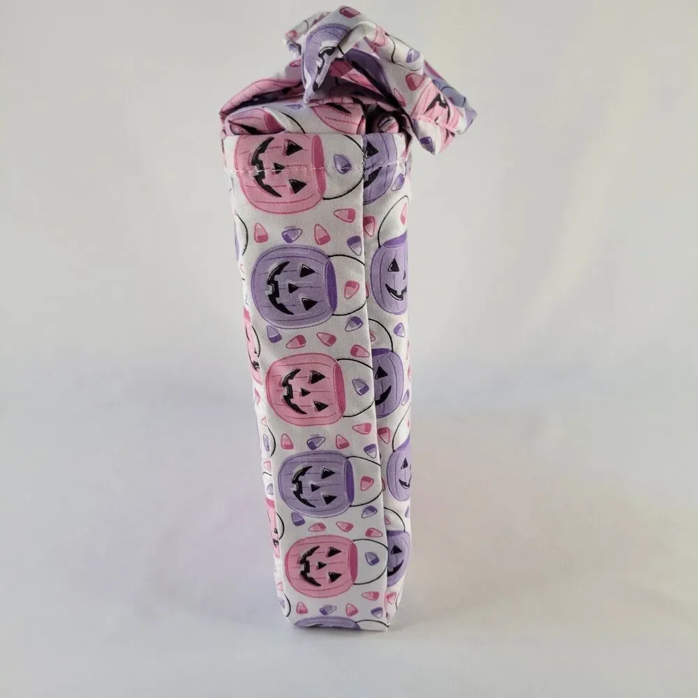 Halloween Pink Purple White TWIN 3pc Sheets Set Trick Treat Buckets Candy Corn